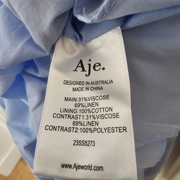 Aje  Adelia One-Shoulder Ruffled Dupioni-Trimmed Linen-Blend Midi Dress - Picture 9 of 9